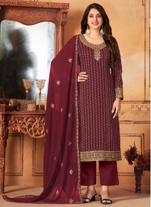 Glamorous Maroon Long Length Salwar Kameez