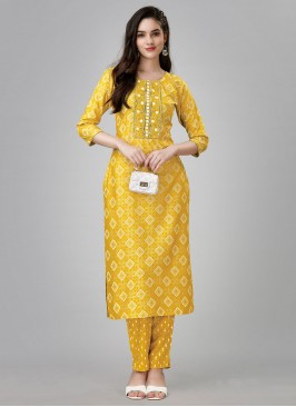 Glamorous Mustard Printed Designer Kurti