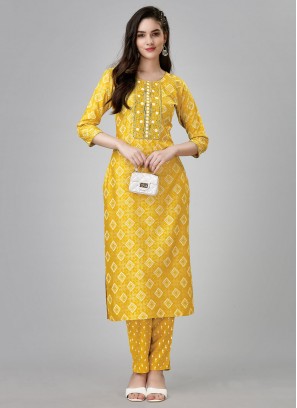 Glamorous Mustard Printed Designer Kurti