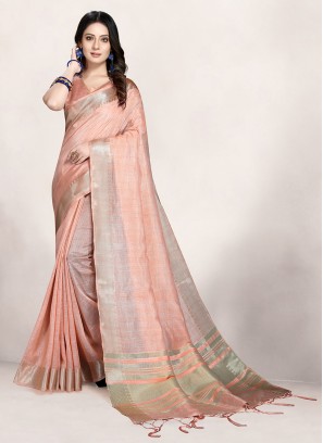 Glamorous Pink Color Party Wear Silk Saree