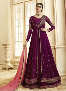 Glamorous Purple Color Designer Georgette Fancy Suit