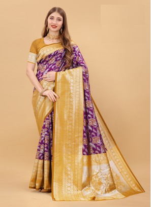 Glamorous Purple Color Festive Wear Weaving Saree