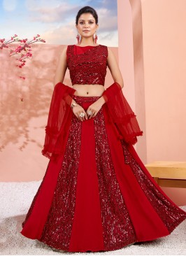 Glamorous Red A Line Lehenga Choli