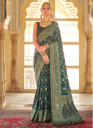 Glamorous Turquoise Silk Classic Saree