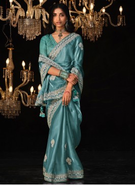 Glamorous Tussar Silk Party Contemporary Saree