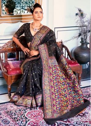 Gleaming Black Zari Trendy Saree
