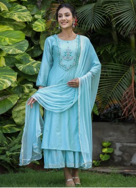 Gleaming Embroidered Silk Salwar Suit