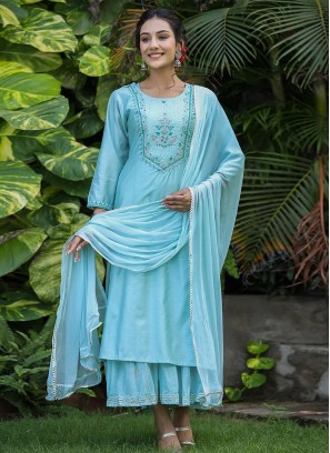 Gleaming Embroidered Silk Salwar Suit