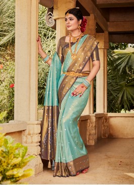 Gleaming Kanjivaram Silk Designer Saree