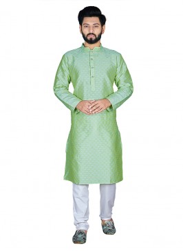 Gleaming Pista Green Kurta Set