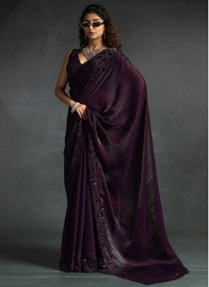 Gleaming Purple Sangeet Classic Saree