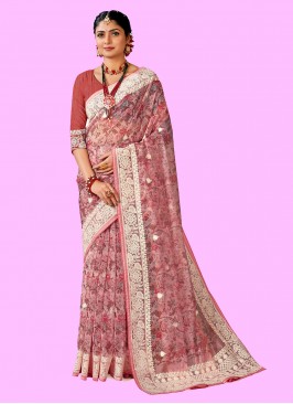 Glitzy Digital Print Organza Classic Saree