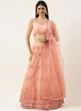 Glitzy Net Embroidered A Line Lehenga Choli