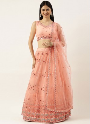 Glitzy Net Embroidered A Line Lehenga Choli