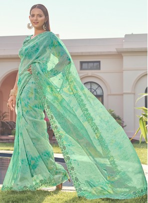Glitzy Organza Khatli Work Contemporary Style Saree