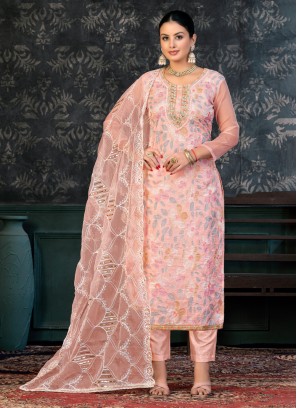 Glitzy Pink Organza Designer Salwar Suit