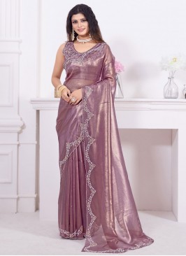 Glitzy Purple Zircon Organza Trendy Saree