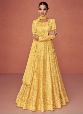 Glorious Embroidered Yellow Salwar Kameez 