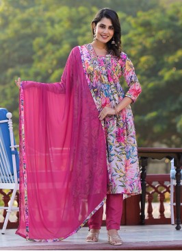 Glorious Georgette Pink Digital Print Trendy Salwa