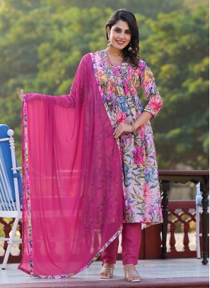 Glorious Georgette Pink Digital Print Trendy Salwar Suit