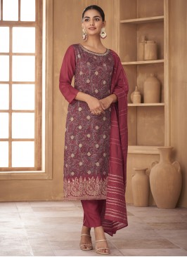 Glorious Jacquard Silk Multi Colour Readymade Salwar Suit