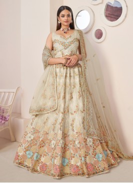 Glorious Sequins Cream Trendy Lehenga Choli