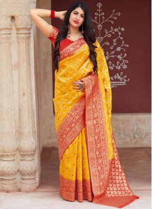 Glorious Yellow Designer Traditional Saree