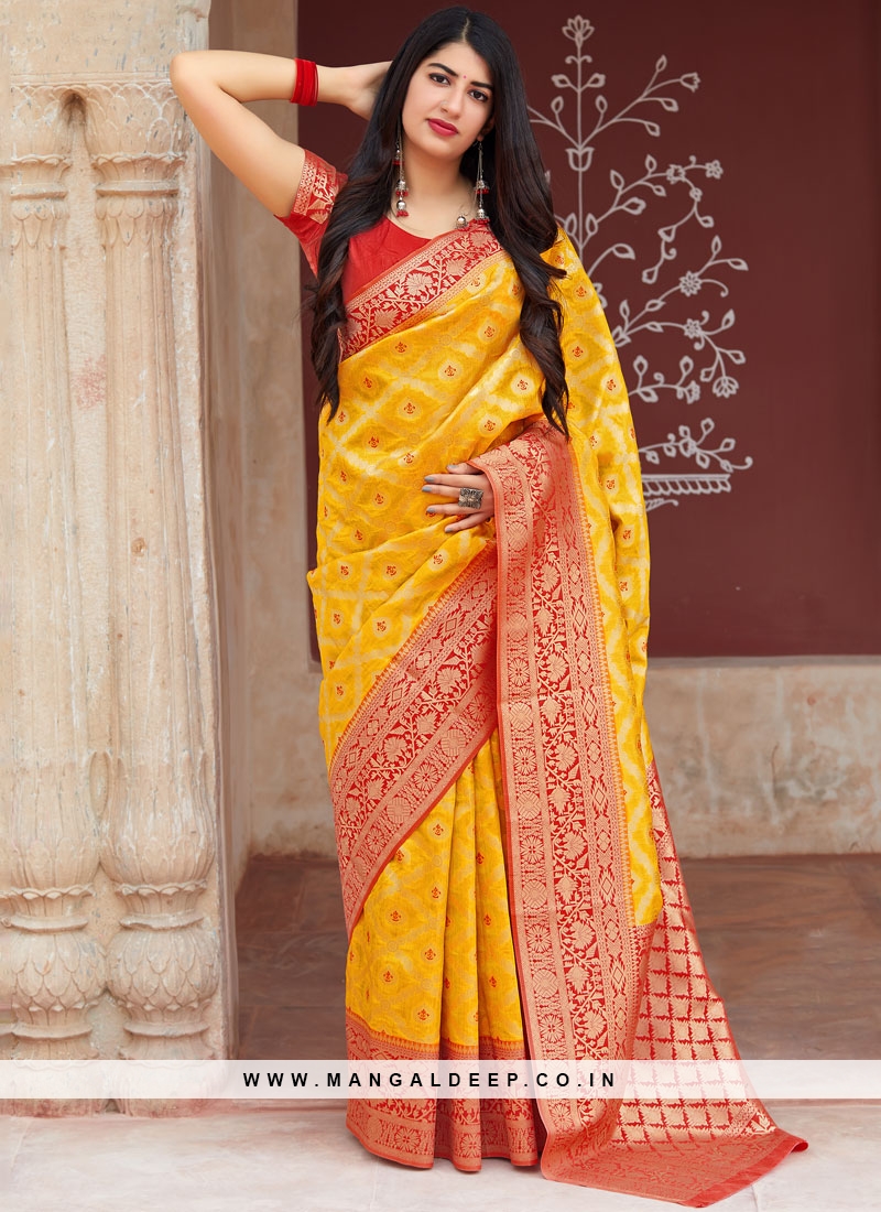 Glorious Yellow Designer Traditional Saree