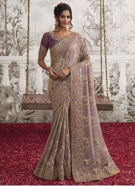 Glossy Embroidered Reception Trendy Saree