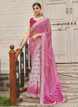 Glossy Organza Embroidered Classic Saree