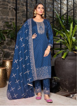 Glowing Blue Designer Salwar Kameez