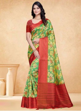 Glowing Green Contemporary Saree