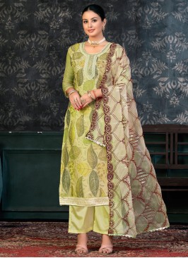 Glowing Green Cotton Salwar Suit