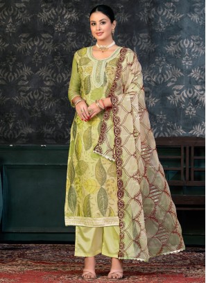 Glowing Green Cotton Salwar Suit