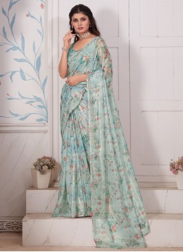 Glowing Organza Zircon Trendy Saree