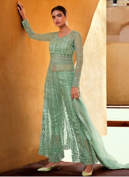 Glowing Sea Green Mehndi Designer Suit