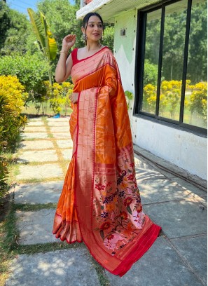 Glowing Woven Silk Saree