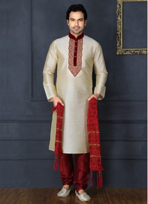Gold  Art Dupion Silk Kurta Pajama
