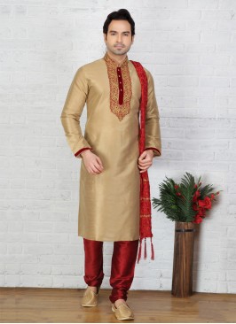 Gold  Art Dupion Silk Kurta Pajama
