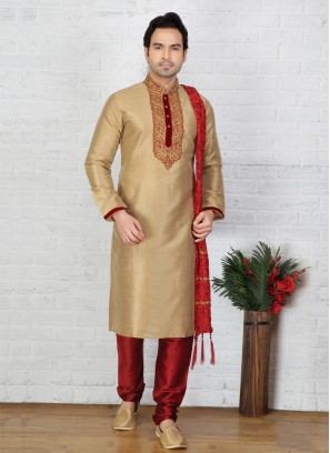 Gold  Art Dupion Silk Kurta Pajama