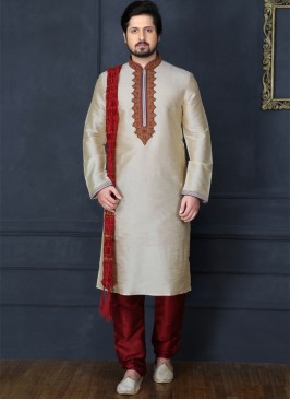 Gold  Art Dupion Silk Kurta Pajama