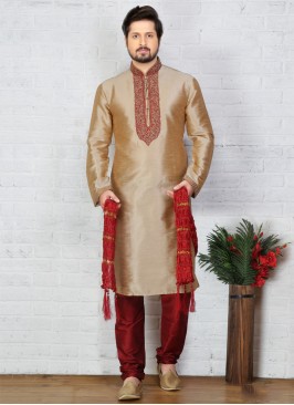 Gold  Art Dupion Silk  Kurta Pajama