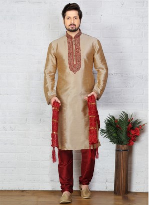 Gold  Art Dupion Silk  Kurta Pajama
