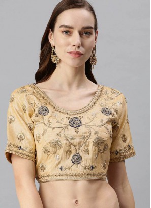 Gold Color Silk Embroidered Heavy Work Blouse