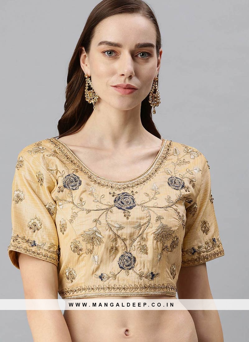 Gold Color Silk Embroidered Heavy Work Blouse