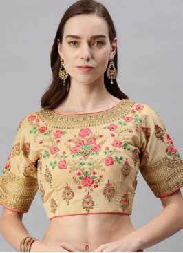 Gold Color Silk Embroidered Heavy Work Blouse