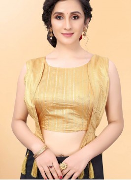 Gold Color Silk Round Neck Blouse