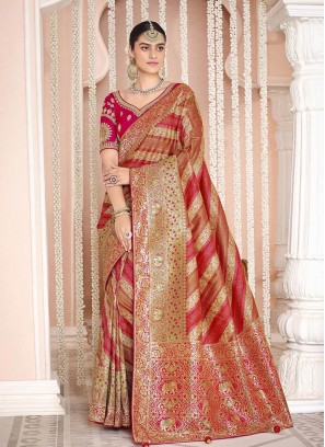 Gold Color Silk Weoven Dazzling Saree