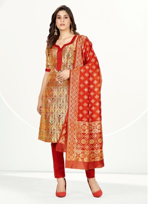 Gold Color Straight Salwar Suit