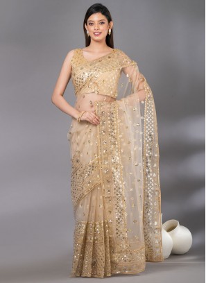 Gold Color Trendy Saree